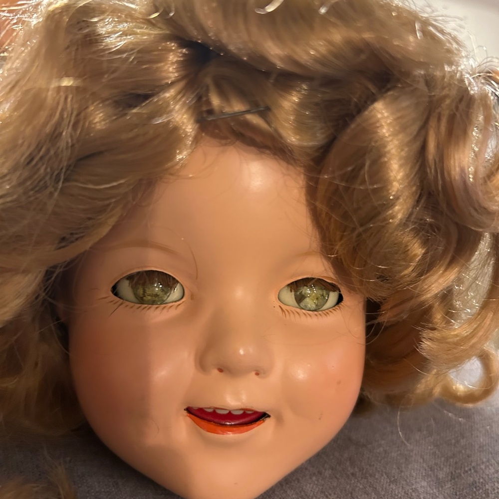 Vtg Shirley Temple Composition Doll Head & Wig